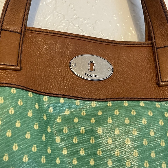 🌻Fossil Key•Per Green Coated Canvas Tote - Picture 7 of 12